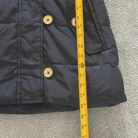 Michael Kors Longline Belted Puffer Coat Women’s XXS Navy Faux-Fur-Trim Jacket - Picture 10 of 16